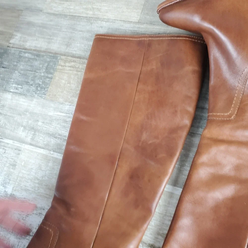 Diba‎ True Do Knee High Boots Womens Sz 8.5 Brown Leather Tall Bootie